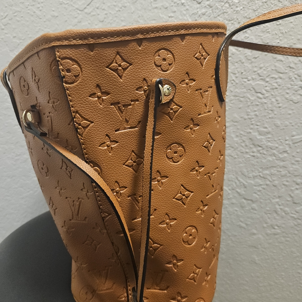 Designer Tan Monogram Tote Bag - Picture 3 of 7